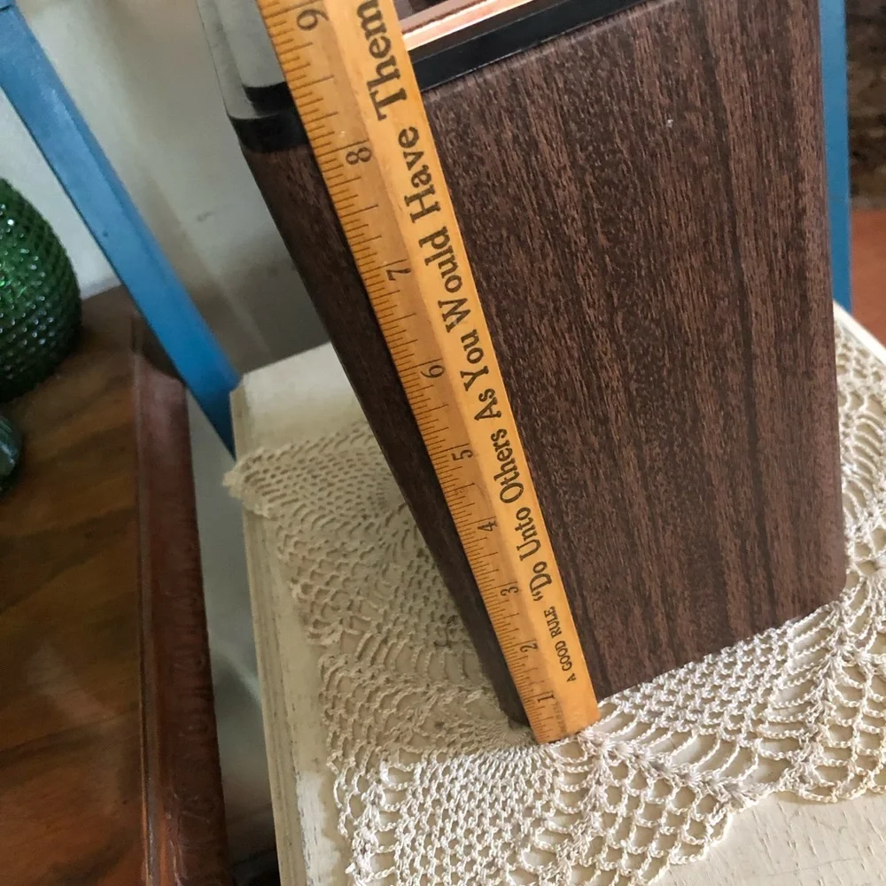 Vintage Copper & Wood-Look Metal Canister